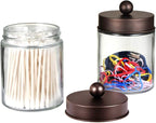 Amolliar 6Pc Apothecary Jars Bathroom Vanity Organizer- Rustic Farmhouse Decor - Image 5