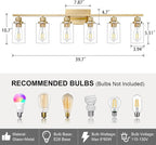 6 Light Gold Bathroom Light Fixtures Brushed Brass Vanity Light Over Mirror - Image 4