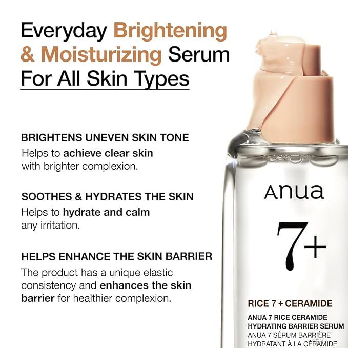 Anua Rice Ceramide 7 Hydrating Barrier Serum, Moisturizing Face Serum, - Image 3