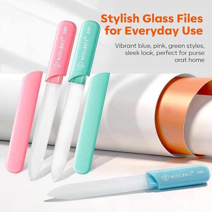 Modelones Glass Nail Files, Double-Sided Reusable Sandblasted Fingernail - Image 7