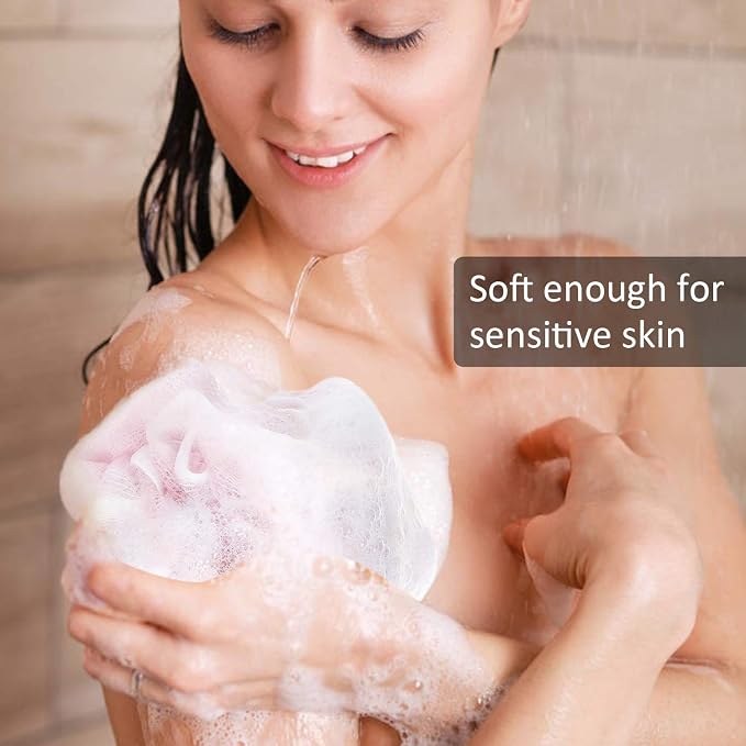Loofah Bath Sponge, Novosun Mesh Pouf Shower Sponge Soft Exfoliating Shower - Image 3