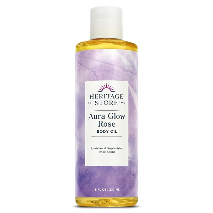 HERITAGE STORE Aura Glow Rose Body Oil, Luxurious Body Moisturizer by HERITAGESTORE