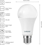 Linkind A19 LED Light Bulbs Dimmable, 100W Equivalent Light Bulbs, 2700K Soft - Image 2