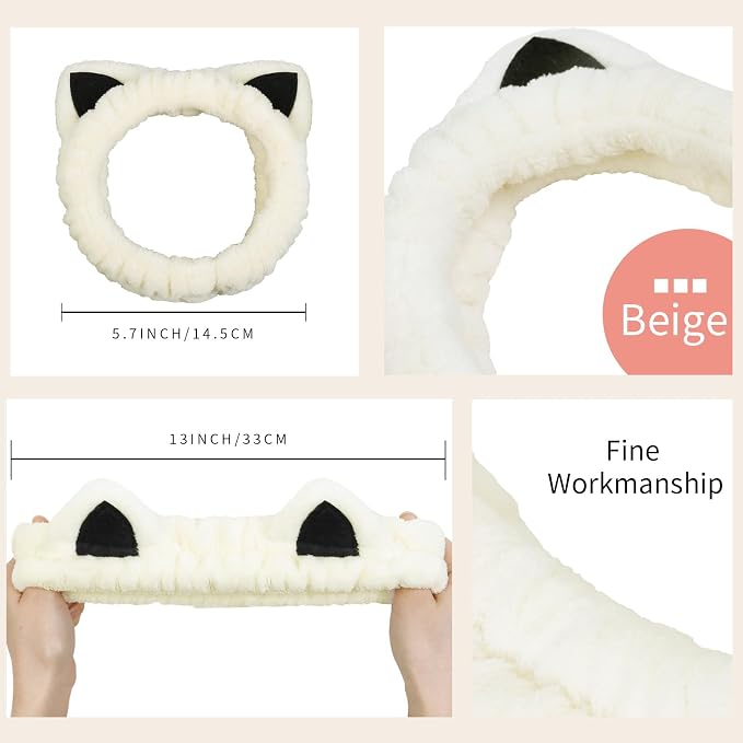 Huachi 2 Packs Cute Cat Spa Headband - Image 2
