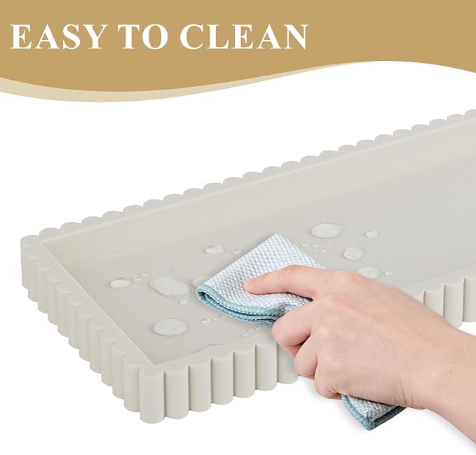 Silicone Bathroom Tray Small Vanity Organizer Rectangle Sink Caddy Sponge - Image 4