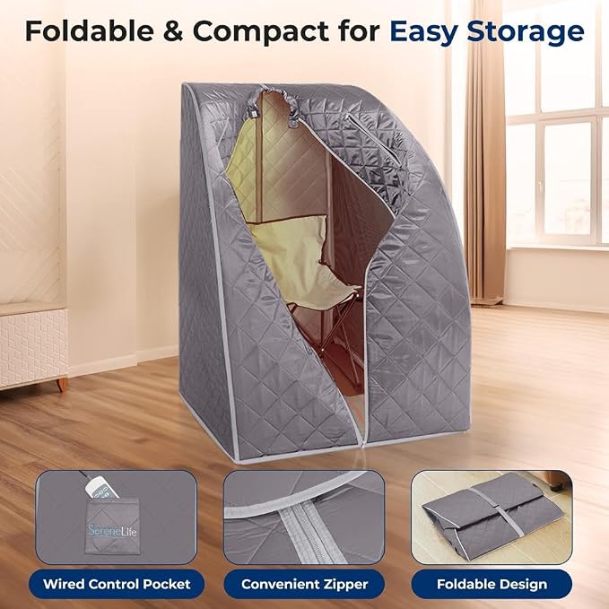 SereneLife Portable Infrared Home Spa | One Person Sauna | Heating Foot Pad and - Image 5