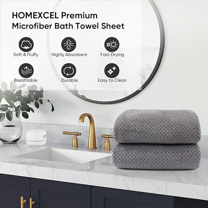 HOMEXCEL Bath Sheets Towels Set Pack of 2, Ultra Soft Bath Towels - Image 4