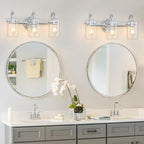 3 Lights Vanity Light, Polished Chrome Bathroom Wall Light Fixture Over Mirror - Image 5