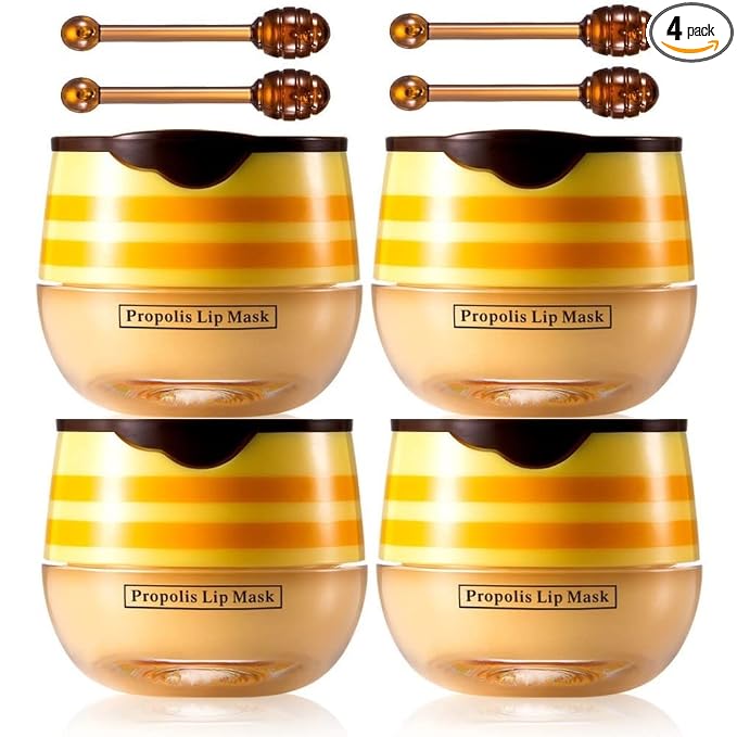 4Pcs Lip Balm Honey Pot, Propolis Moisturizing Honey Lip Mask Lip Balm by JISKG