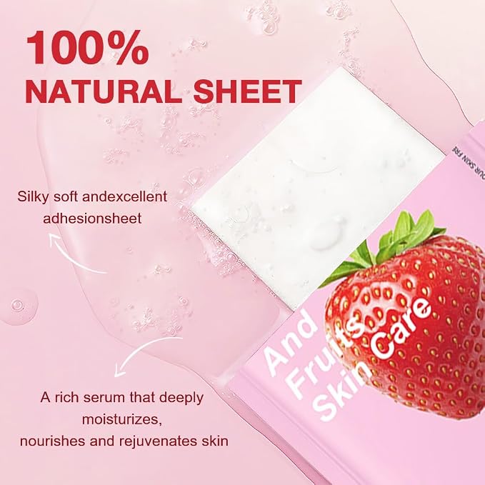 Kaely 12 Pack Strawberry Face Masks - Image 3