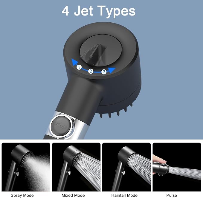 Filtered Shower Head with Handheld, High Pressure 4 Spray Showerhead with - Image 3