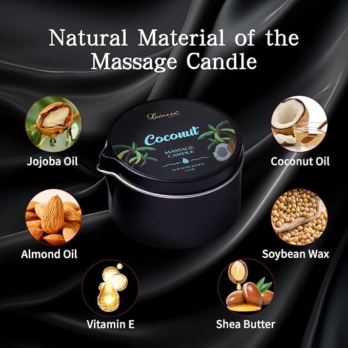 Massage Oil Candle 3 Pack, Coconut Oil Based-Daily Moisturizing Body Oil - Image 2