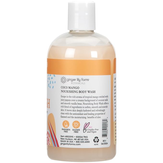 Ginger Lily Farms Botanicals Nourishing Body Wash, Coco Mango, 100% Vegan & - Image 3
