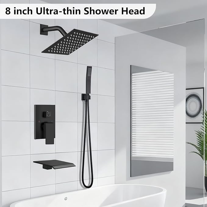 Midanya Shower System with Tub Spout, Bathtub Shower Faucet Set with Square - Image 2