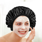 Three-Layer Terry Cloth Lined Satin Shower Cap, - Image 5