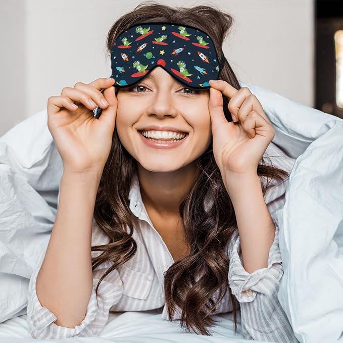 Astronaut Dinosaur Sleep Eye Mask Eye Cover Rex Tyrannosaurus Space Surf Funny - Image 5
