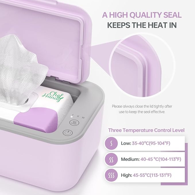 Chefhandy Wipe Warmer with Adjustable Temperature, Silent Heating & Large - Image 8