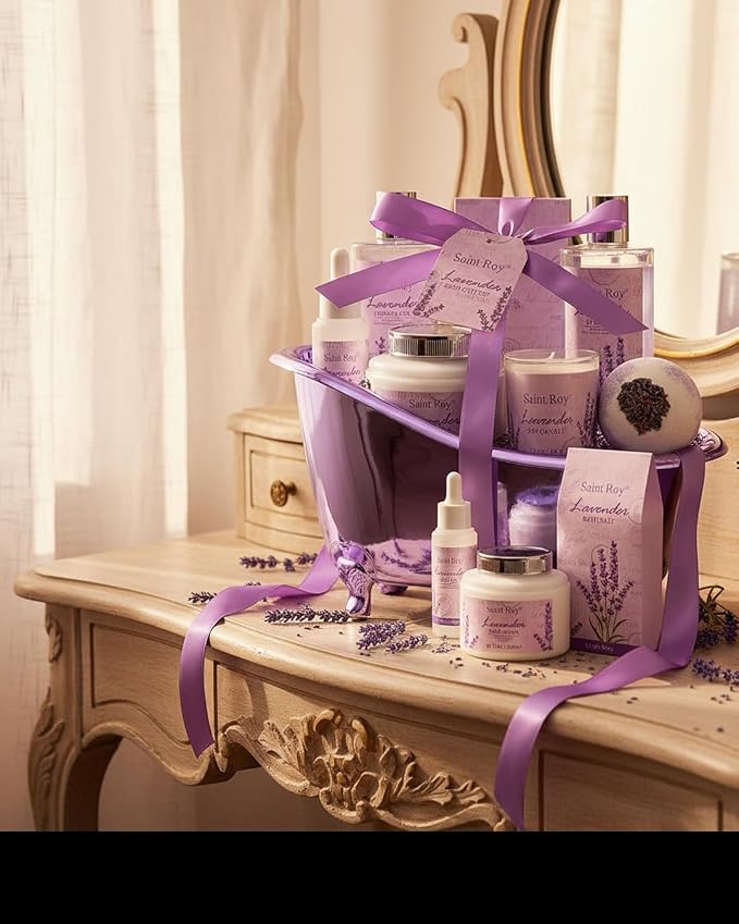 Mothers Day Gifts for Women, Lavender Bath and Body Gift Basket, Spa Kit for - Image 7