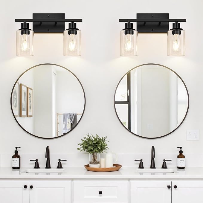 Indoi Matte Black 2-Light Bathroom Vanity Light - Image 7