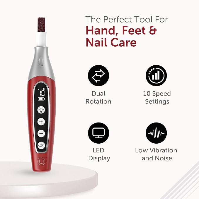 PediLux Pro Professional Manicure Pedicure Kit, Cordless Electric Nail File - Image 4