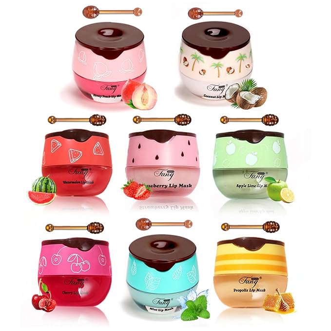 FYEBOO Fruit Lip Mask Set with Honey & Vitamin E, Moisturizing Overnight by FYEBOO