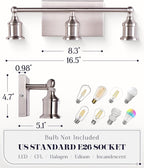3-Light Vanity Light Fixture, Modern Brushed Nickel Wall Sconce Light Fixture - Image 5