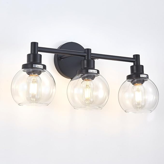 3-Light Bathroom Light Fixture Black Vanity Lights Over Mirror Modern Wall - Image 9