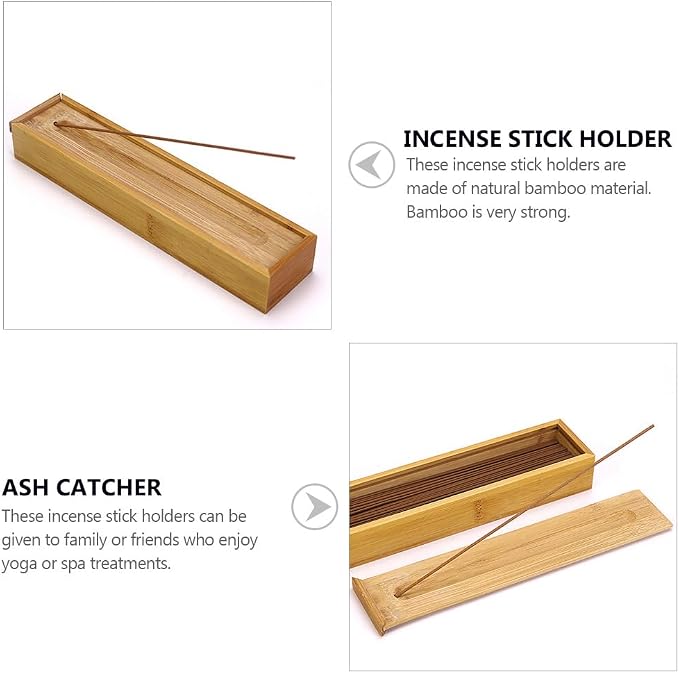 HEALLILY Bamboo Incense Stick Holder and Storage Box - Image 2