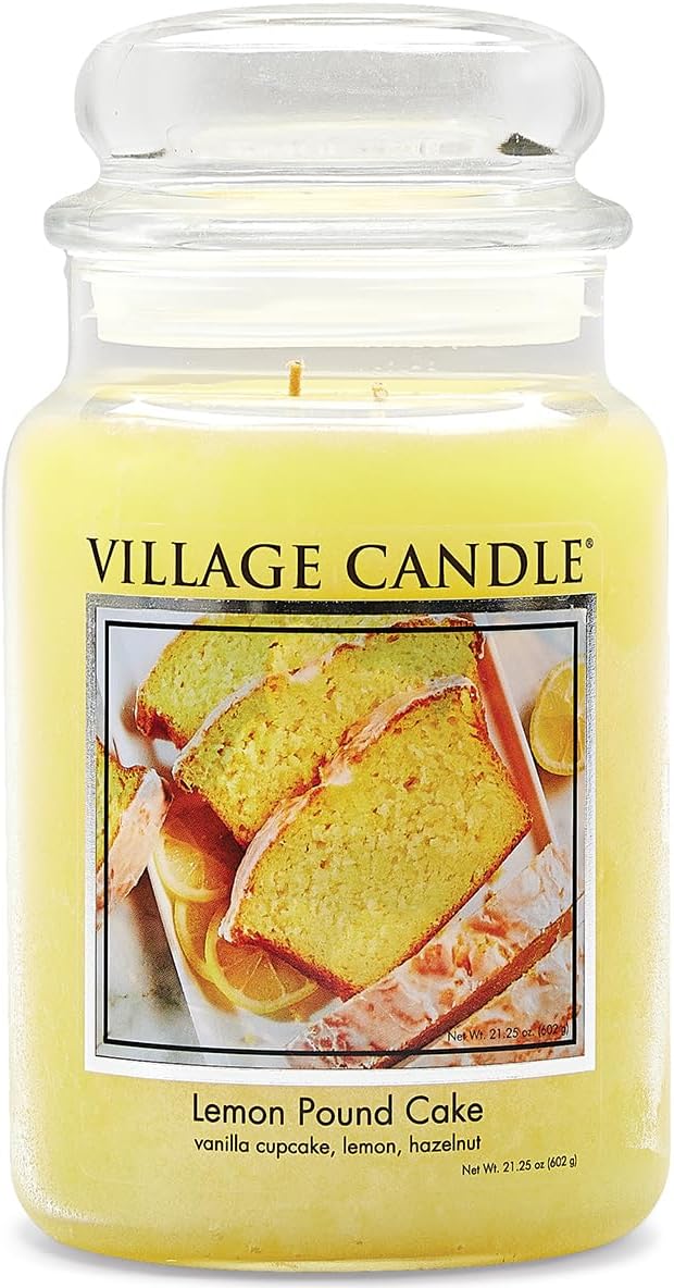 Village Candle Lemon Pound Cake Large Glass Apothecary Jar, Scented Candle by VillageCandle