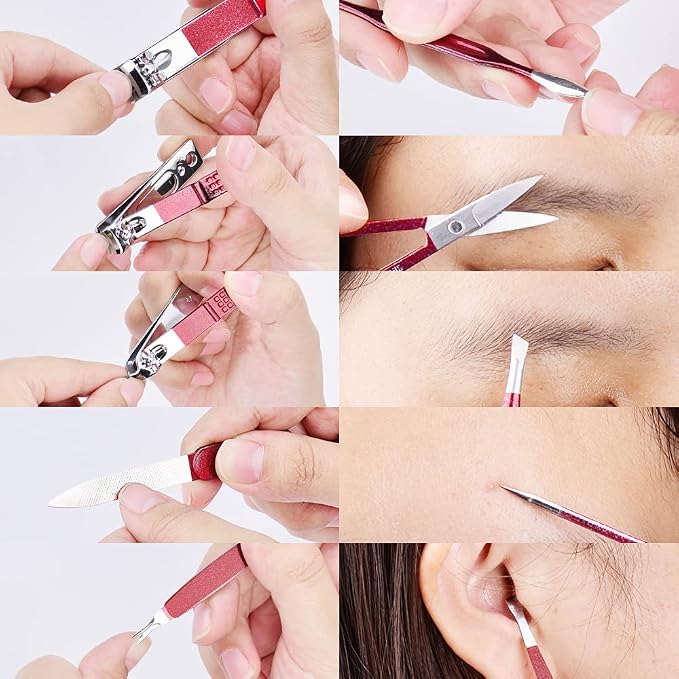 HANTEKAS Manicure Set 10 in 1 Stainless Steel, Nail Clippers Scissors Pedicure - Image 3