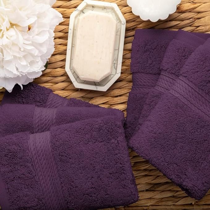 Superior Egyptian Cotton Pile Face Towel/Washcloth Set of 6, Ultra Soft Luxury - Image 8