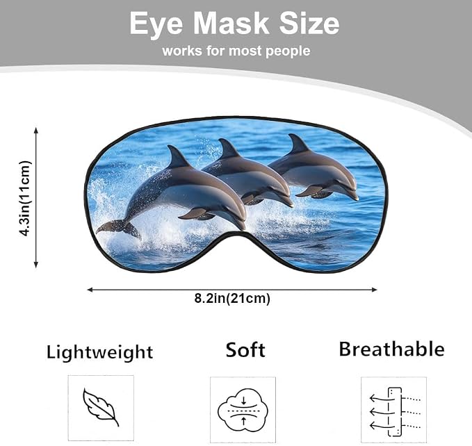 Dolphin Family Silk Eye Mask Sleep Mask Cartoon Whale Clear Blue Waters Ocean - Image 2