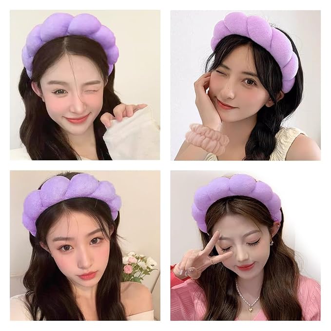 Spa Headbands for Washing Face Wristband Set Sponge Makeup Skincare Headband - Image 4