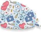 Adjustable Scrub Cap with Buttons & Sweatband, Working Hat with Elastic Tie Back by Unknown