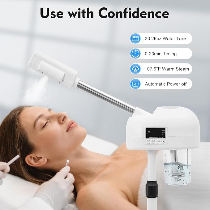 Professional Facial Steamer, Hot Mist Spray & Ozone, LCD Touch Screen & Timer - Image 5