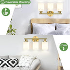 Zarbitta 3-Light Bathroom Light Fixtures, Brushed Gold Vanity Light, Farmhouse - Image 7