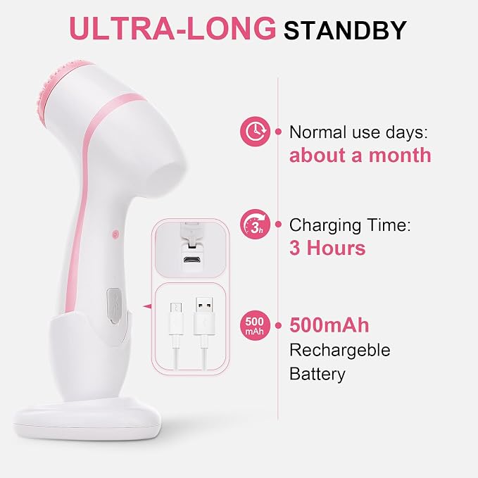 Facial Cleansing Brush, 3 in 1 Electric Face Scrubber - Image 5