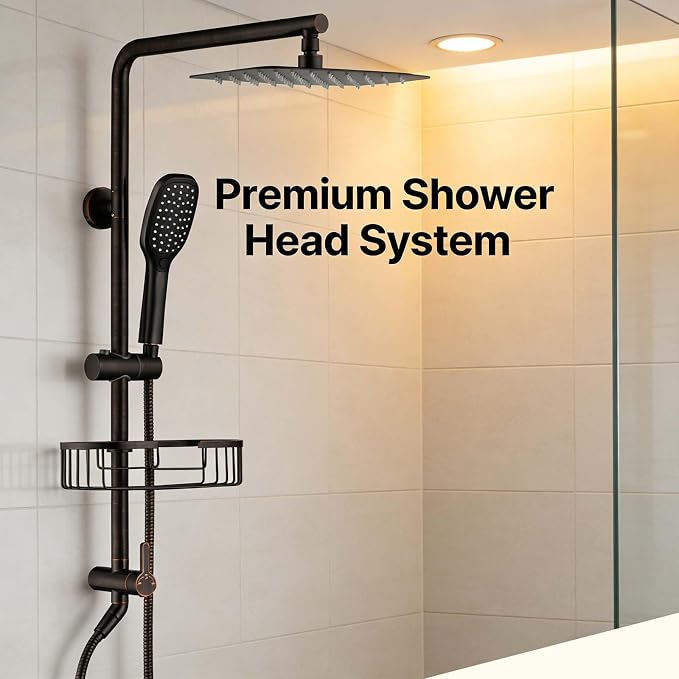 SonTiy Retrofit Rain Shower System Wall Mount, Oil Rubbed Bronze 12 Inch Rain - Image 8