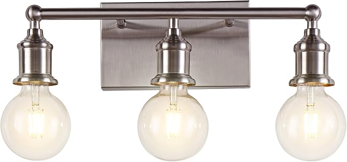 3-Light Vanity Light Fixture, Modern Brushed Nickel Wall Sconce Light Fixture by Eidonta