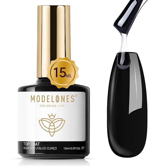 modelones Gel Top Coat, 15ml No Wipe Gel Nail Polish High Gloss Top Coat Shiny by MODELONES