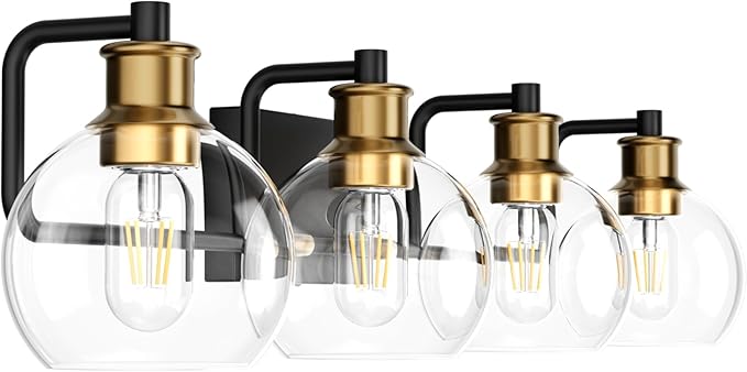Tipace Industrial Bathroom Vanity Lighting Fixtures 4-Lights Vintage Black & - Image 5