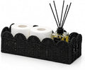 Scalloped Toilet Tank Basket for Back of Toilet, Bathroom Organizer for Tank Top by Rattanzenith