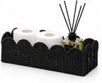Scalloped Toilet Tank Basket for Back of Toilet, Bathroom Organizer for Tank Top by Rattanzenith
