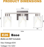3-Light Bathroom Light Fixtures, Modern Vanity Lights, Brushed Nickel Metal - Image 2