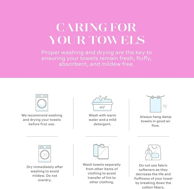 CASA COPENHAGEN White Bay 6Pcs 100% Egyptian Cotton Large Designer Towels Gift - Image 7