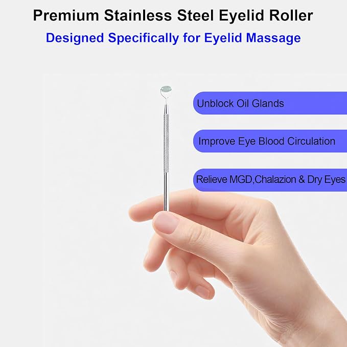 Metal Eyelid Massage Wand for Dry Eyes, Eyelid Roller for Chalazion, Stye & MGD - Image 3