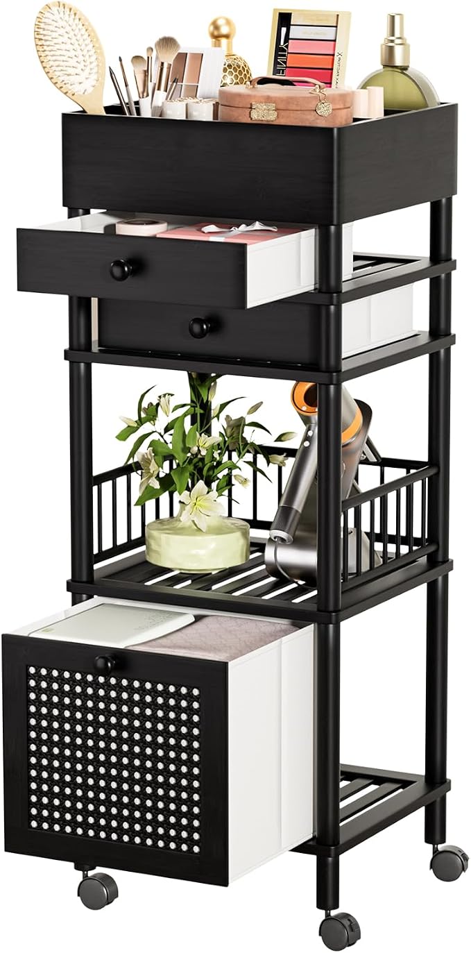 Amazer Bamboo Makeup Organizer Cart - Image 8