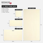 REDKISS Cream Microfiber Bath Towels Set 8 Piece - Image 3