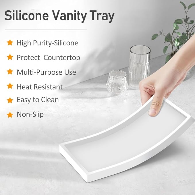 Bathroom Counter Tray, EG-SIPRO High-Grade Thickened Silicone Bathroom Vanity - Image 2