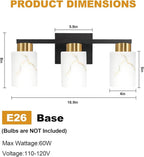 3-Light Bathroom Light Fixtures, Modern Vanity Lights, Living Room, E26 Base - Image 2